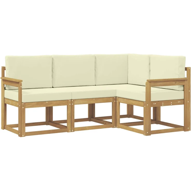 vidaXL Outdoor-Sofagarnitur 4 stk. 4-Sitzer Weiß und Creme 3387549 – Bild 2
