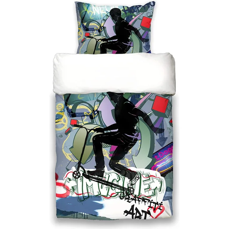 Jugend Bettwäsche-Set ca. 155x220 cm „Graffiti Scooter“ coole beties Garnitur