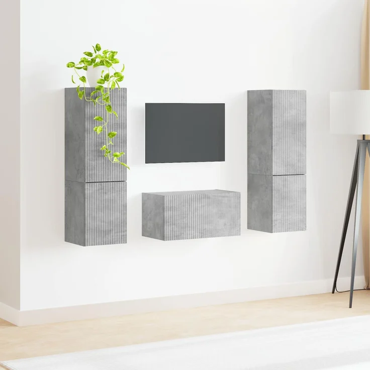 vidaXL TV-Schrankset 5 pcs Beton Grau Holzwerkstoff 3409099 – Bild 4