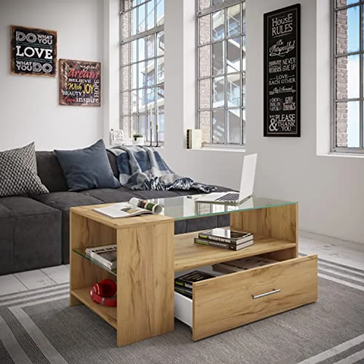 ebuy24 Couchtisch Eiche Wotan, Holzwerkstoff, 100x45x50 cm, ideal für Wohnzimmer – Bild 2
