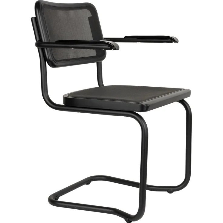 DutchBone Sessel Carree 2er-Set, Schwarz mit Armlehne, Mesh 60x53x83 cm