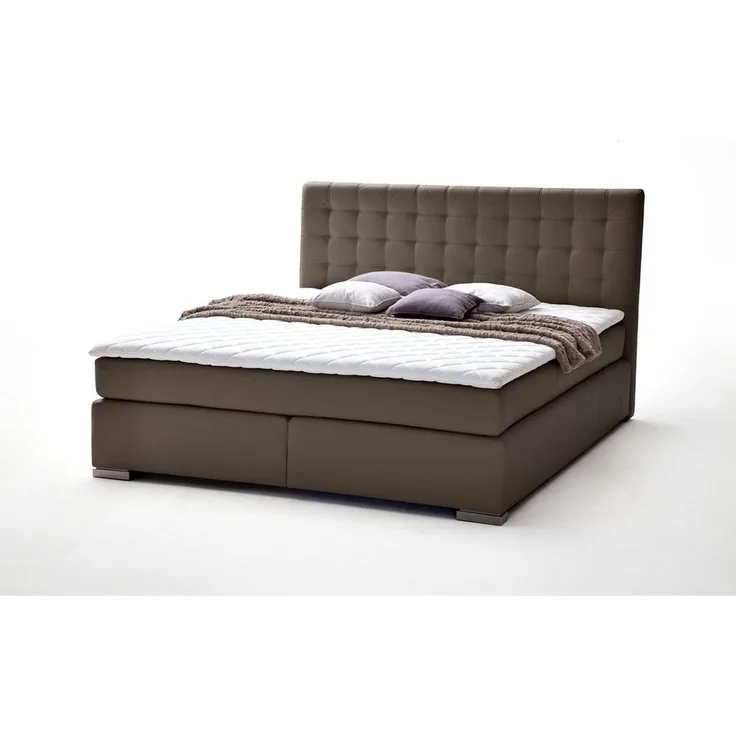 Boxspringbett IMOLA-114 160x200 in Braun, Härtegrad H2-H3
