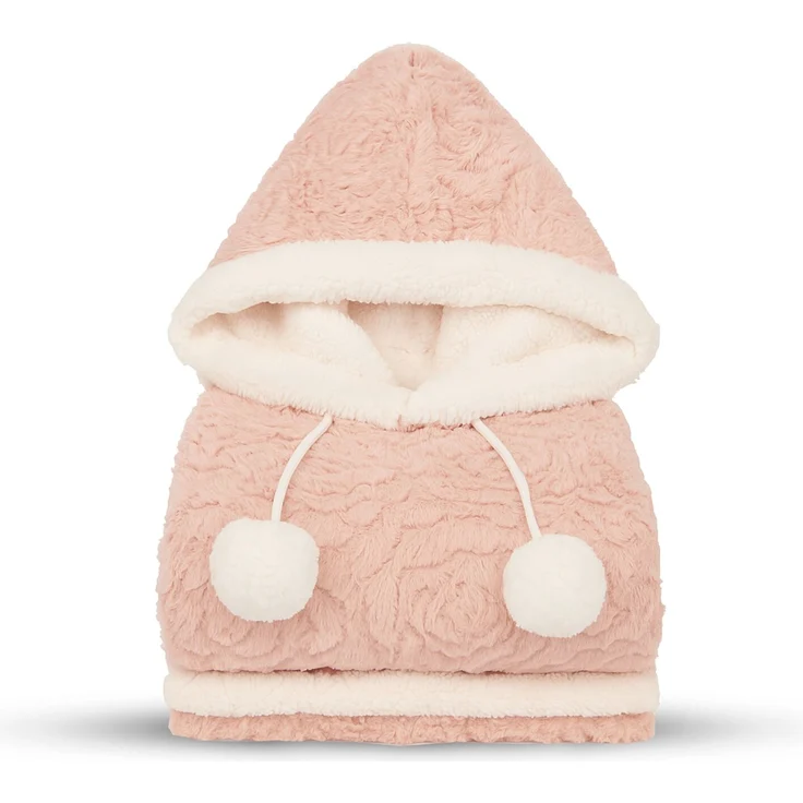Bestlivings Kuscheldecke mit Kapuze 130 x 180 cm in Rose für Kinder und Erwachsene, TV-Decke, Sherpa Decke in Felloptik – Bild 1