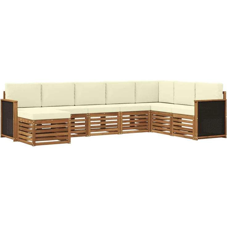 vidaXL Outdoor-Sofagarnitur 8 stk. 8-Sitzer Natur und Creme 3384701 – Bild 2