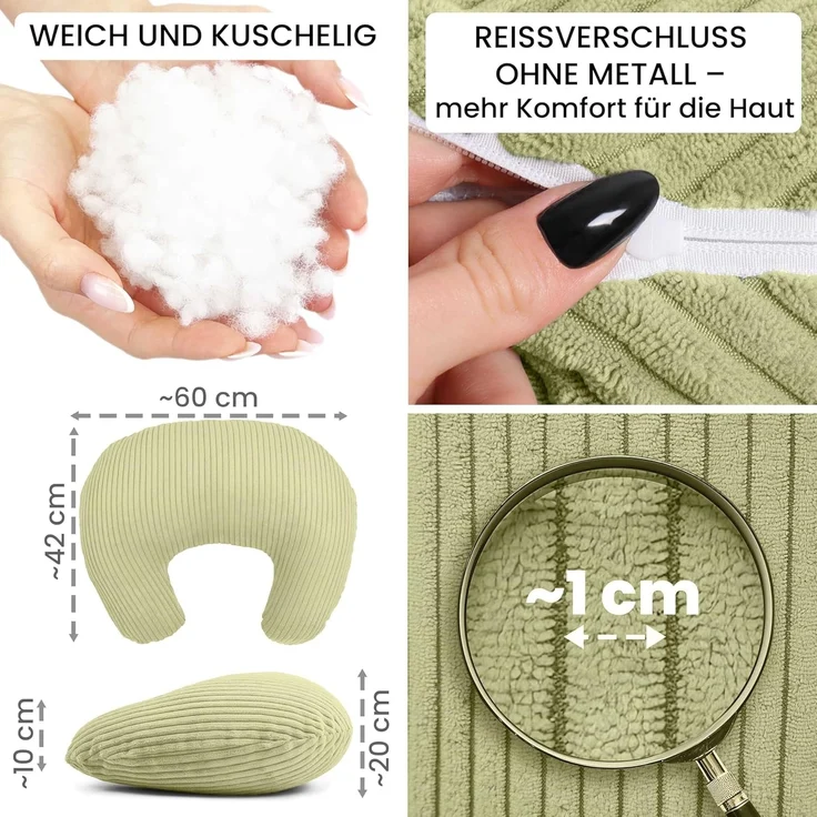 Amilian Stillkissen - Lagerungskissen - Schwangerschaftskissen mit Füllung und Bezug, Stillmond - Stillhörnchen - pregnancy pillow, für Mütter und Babys – Bild 6