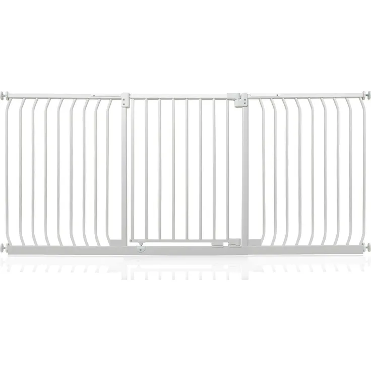 Safetots Elite Sicherheitsschutzgitter, 197cm - 206cm, Mattweiß, Treppenschutzgitter mit Druckmontage, Sicherheitsbarriere, Einfache Installation