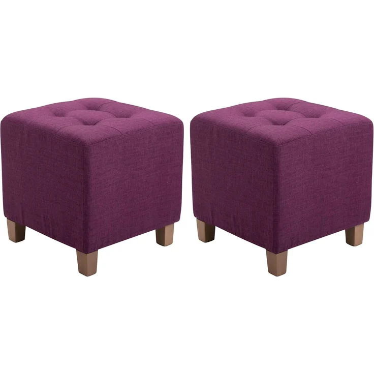 CLP 2er Set Sitzhocker Pharao, antik-hell mit hochwertiger Polsterung - Farbe:lila – Bild 1