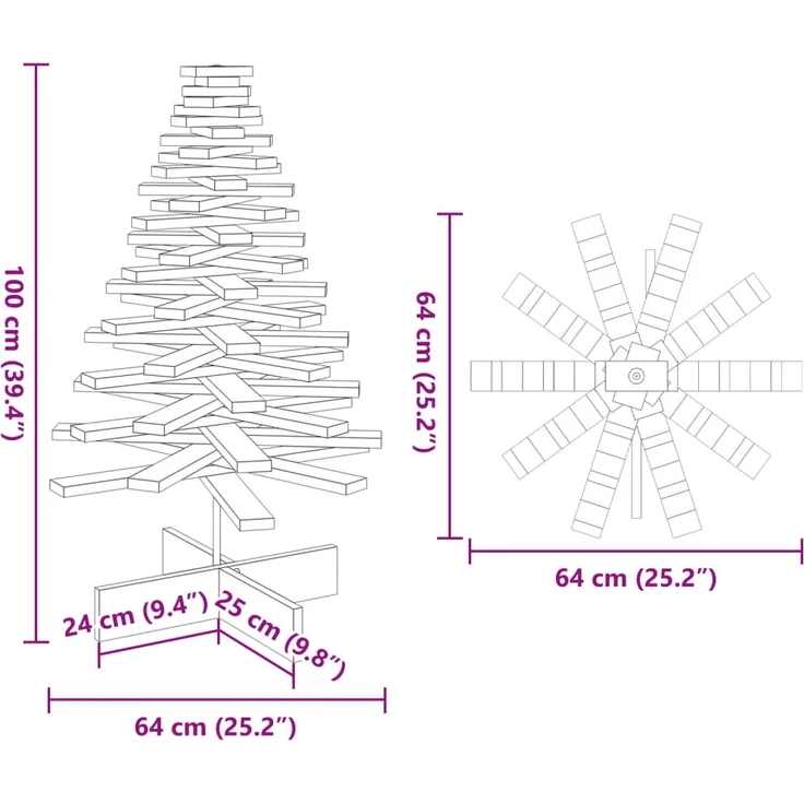 vidaXL Weihnachtsbaum Holz zum Schmücken 100 cm Massivholz Kiefer 858204 – Bild 7