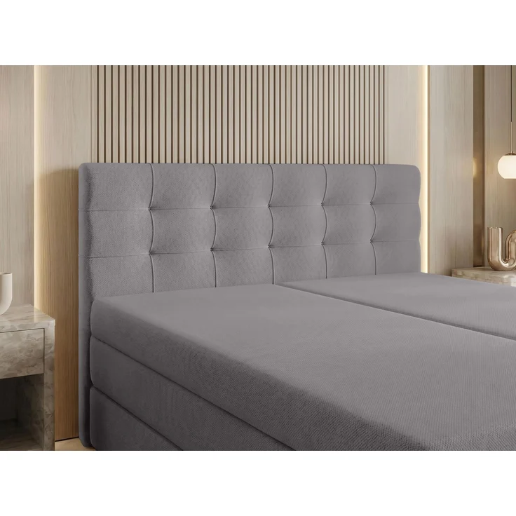AX LIVING Finike Polsterbett 180x200 cm mit Topper, Boxspringbett, Hellgrau – Bild 4