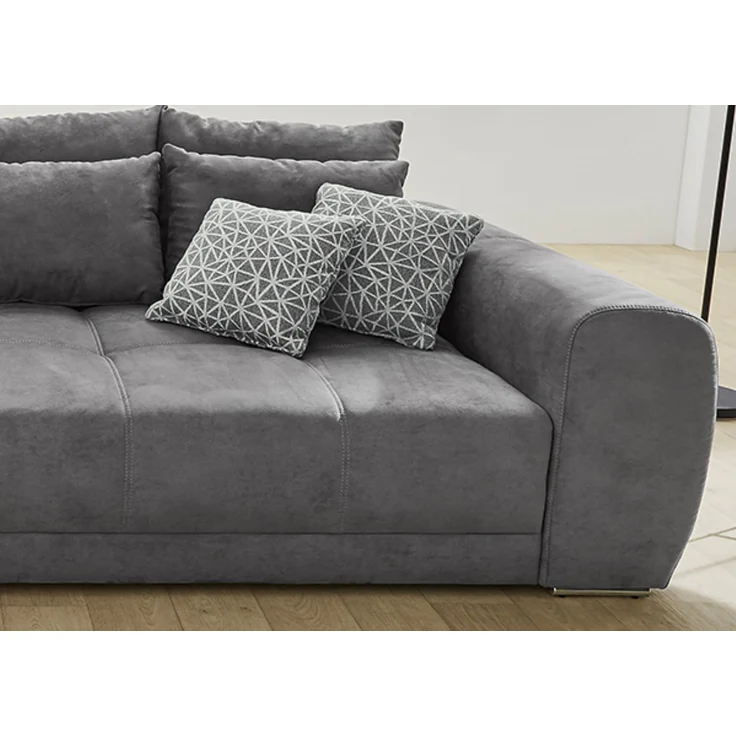 Big-Sofa XXL 306 cm Federkern Lounge Couch mit Bezug aus Mikrofaserstoff in Grau – Bild 4