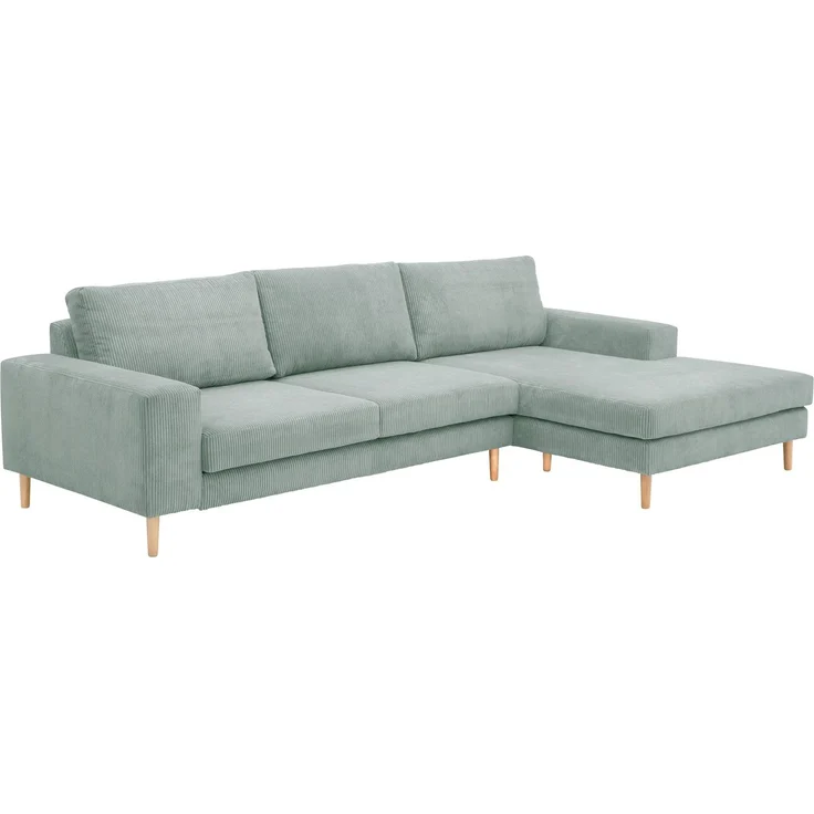 Sofa mit Longchair rechts Kaylynn Cordstoff silber – Bild 1