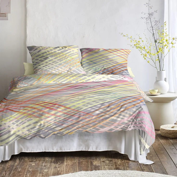 Irisette Mako Satin Bettwäsche Wave 8593-90 Streifen Bunt Neon 135x200 – Bild 1