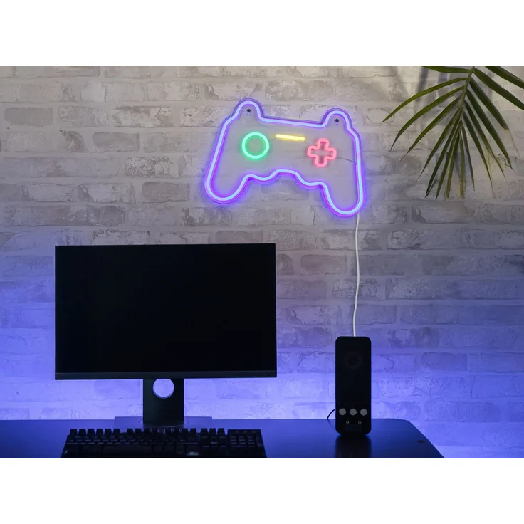Ausgefallene Neon LED Wandlampe Gaming mit USB Kabel & Netzteil, Breite 41cm – Bild 5