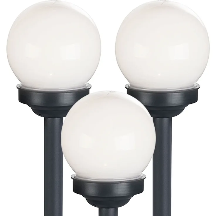 3er Set LED Solarkugel weiß, Erdspieß, DxH 10x38 cm