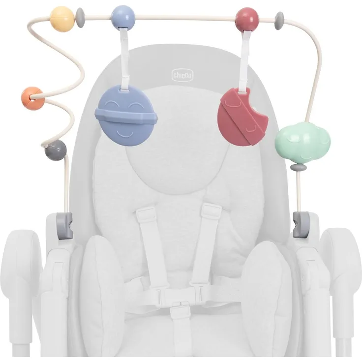 Chicco Polly Armonia Hochstuhl Spielbogen, Hochstuhlzubehör, trainiert Koordination des Babys, 0 m+, abnehmbare weiche Anhänger, Beißring