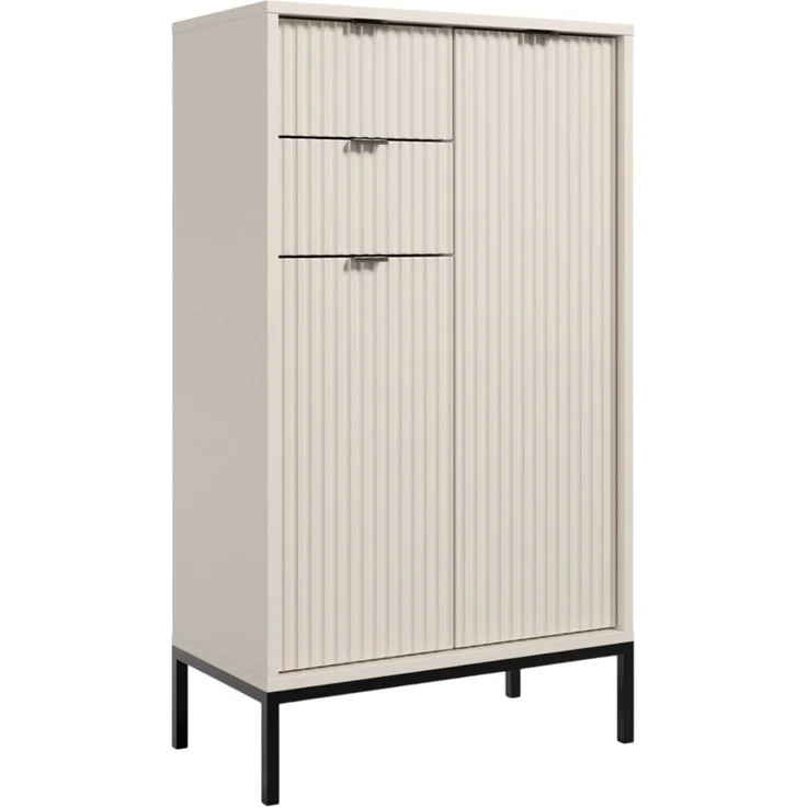 moebel-dich-auf Highboard CASTELLO (kaschmir, 2 Türen, 2 Schubkästen), Breite 60 cm, MDF-Fronten mit modernen Riffelungen – Bild 1