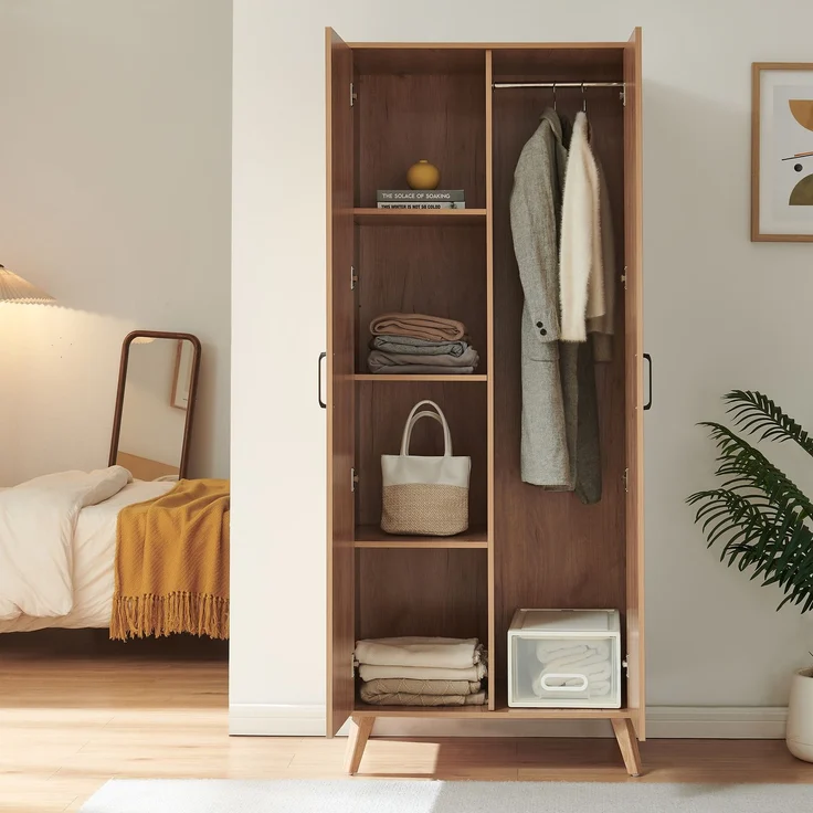 Kleiderschrank Norg 191x80x52 cm 2 Türen 4 Fächer Eicheoptik [en. casa] – Bild 4