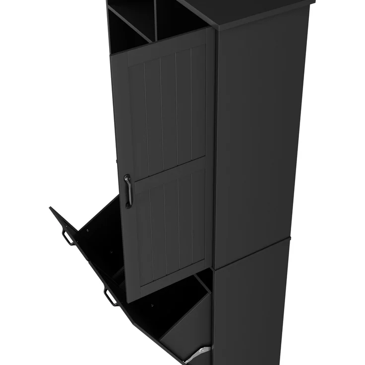 Badezimmerschrank 78 x 35 x 172,7 cm mit 2 Wäschekörben und verstellbarem Einlegeboden – Schwarz – Bild 10