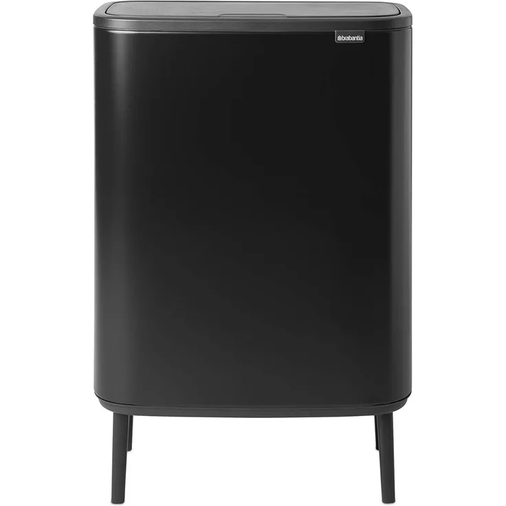 Brabantia Mülleimer Bo Touch Bin Hi 60l mit Kunststoffeinsatz Mattschwarz, 10 Jahre Herstellergarantie