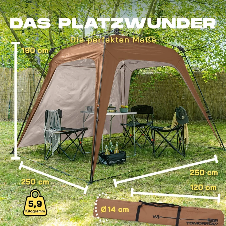 Lumaland 'Where Tomorrow' Pavillon, Polyester, 250 x 250 x 190 cm, Kamelbraun – Bild 2