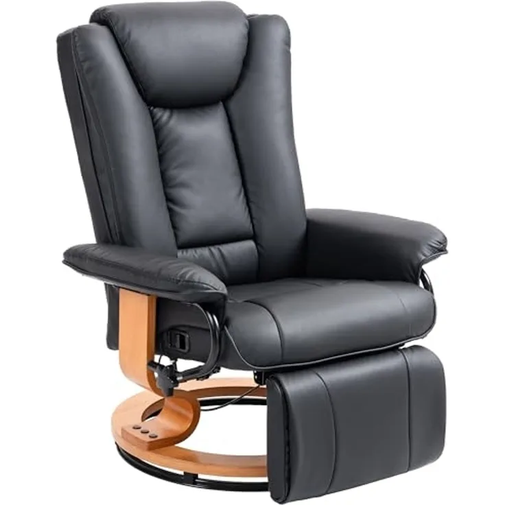 HOMCOM Relaxsessel Modernes Sessel mit Fußstütze (Liegesessel, 1-St, TV-Sessel), für Wohnzimmer, Schlafzimmer, Schwarz