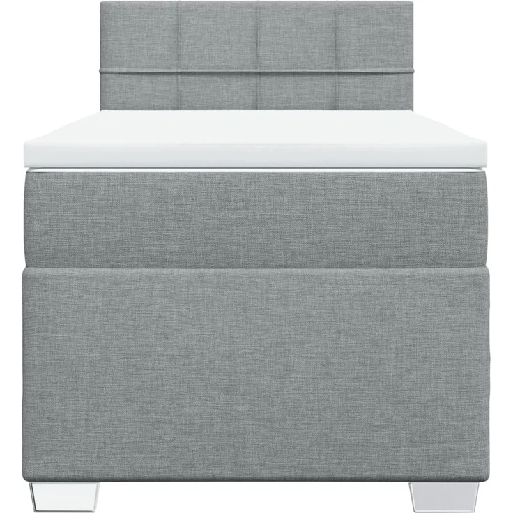 Boxspringbett mit Matratze, Stoff, Viereckige, grauer Fuß, Hellgrau, 90x200 cm, true – Bild 6
