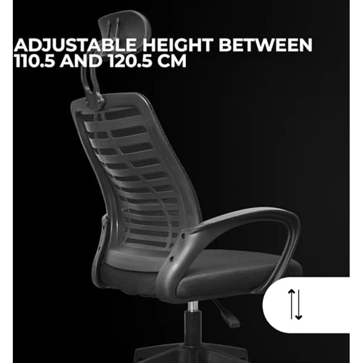 Mars Gaming MGC-ERGOB, Ergonomischer Gaming-Stuhl, Atmungsaktive Netz-Sitzfläche und Rückenlehne, Verstellbare Kopfstütze, Höhenverstellbar 110.5 und 120.5cm, Wippsystem von 3° bis 18°, Schwarz – Bild 4