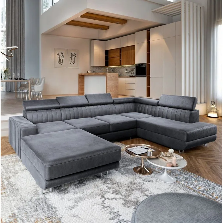 Masseno Ecksofa SIENA mit Schlaffunktion U-Form, Sofa mit Bettkasten