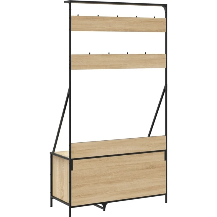 vidaXL Kleiderständer mit Schuhablage Sonoma-Eiche 100x41x184 cm 837868 – Bild 7