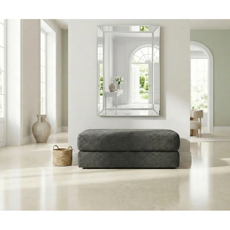 Polsterhocker 124x60 cm Federkern Sitzbank Designerhocker Flachgewebe Dunkelgrau – Bild 5