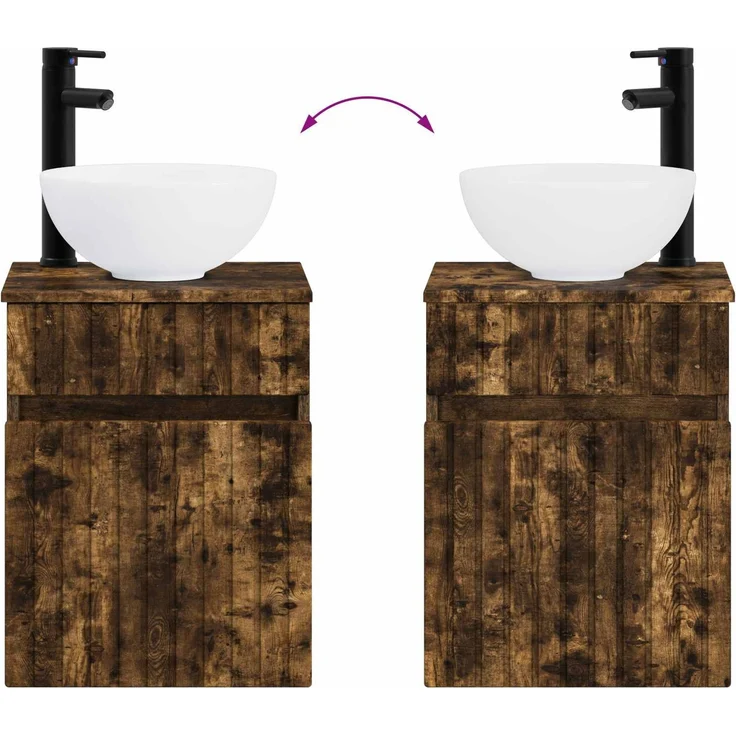 vidaXL Badezimmerschrank-Set 2 stk. Geräucherte Eiche 3406138 – Bild 9