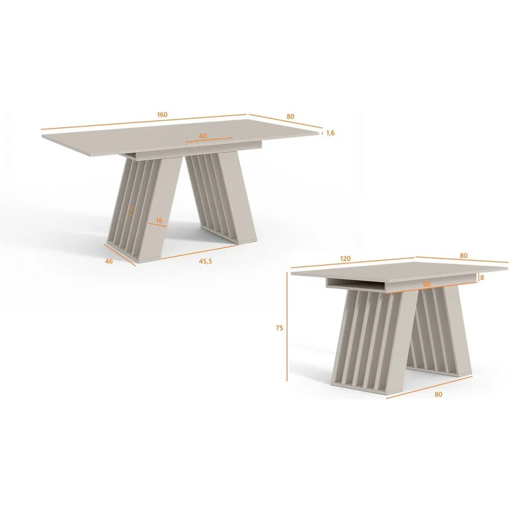 Home Collective Esstisch ausziehbar Tisch Küchentisch Esszimmertisch Ausziehtisch (Esszimmer Küche Wohnzimmer Esstisch erweiterbar), modernes Design mit A-Linien-Gestell, 120-160 x 80 cm Kaschmir – Bild 3