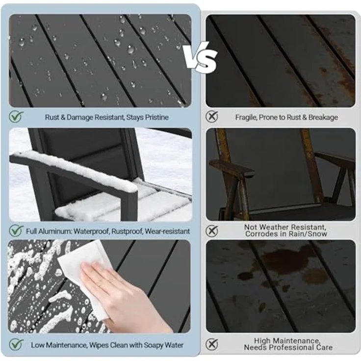 JUMMICO Garten Balkon Möbel Set Aluminium Leichtgewicht Stapelbare Stühle mit Textilpolster Stabil und Einfach Montiert,6 Personen Set – Bild 4
