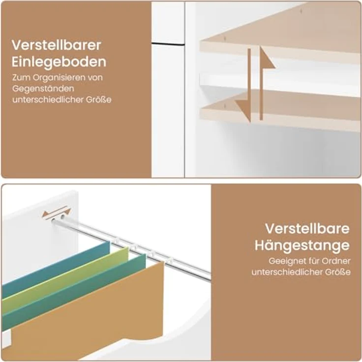 Woltu Rollcontainer, Aktenschrank mit 3 Schubladen, 5 Rollen, Büroschrank – Bild 8