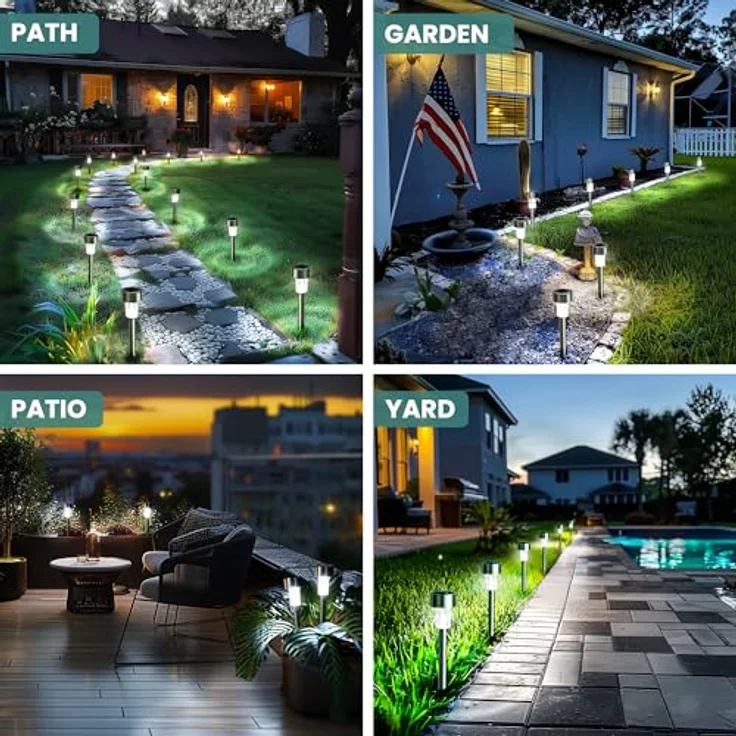 GIGALUMI Solarlampen für außen, Solarleuchten für Garten, 24 Stück, wasserdichte Solar Gartenleuchten für außen Garten, Balkon, Terrasse, Rasen, Wege (kaltweißen) – Bild 6