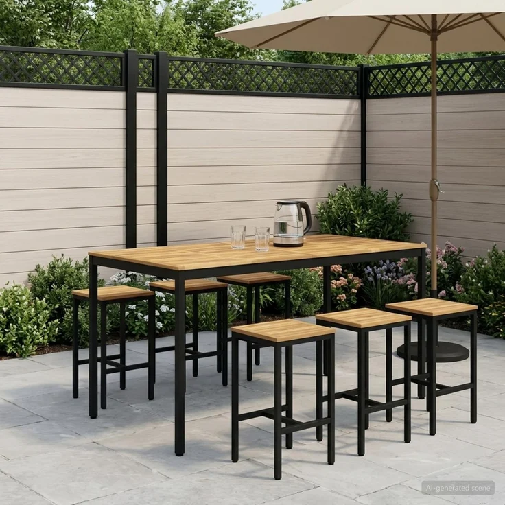 vidaXL Gartenbar-Tisch NAARDEN Weiß und Schwarz 196 x 100,5 x 105 cm 3394428 – Bild 1