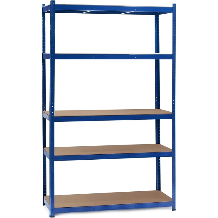 Wiltec Schwerlastregal 120 x 60 x 204 cm, 200kg/Ebene, Steckregal blau, Lastenregal mit 5 Ablagen, Werkstattregal