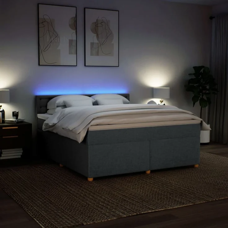 vidaXL Boxspringbett mit Matratze Dunkelgrau 180x200 cm Stoff 3289074 – Bild 5
