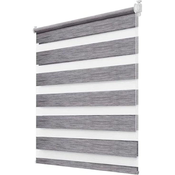 Deswell Doppelrollo Klemmfix ohne Bohren Marmor-Grau B50 x H120 cm (Stoffbreite 46cm) Rollos für Fenster ohne Bohren für Fenster mit Lichtdurchlässig & Verdunkelnd/Höhe Stufenlos Verstellbar – Bild 1