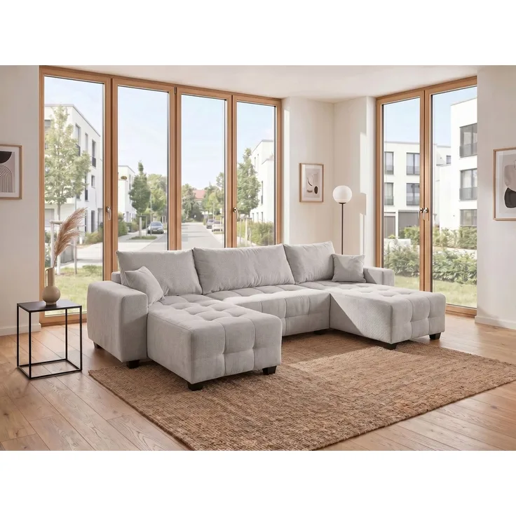 OTTO home Wohnlandschaft Bella U-Form, B: 314 cm, inkl. Schlaffunktion, auch in Cord, inkl. Bettkasten, Bonellfederkern, extra große Liegefläche: 269x135cm