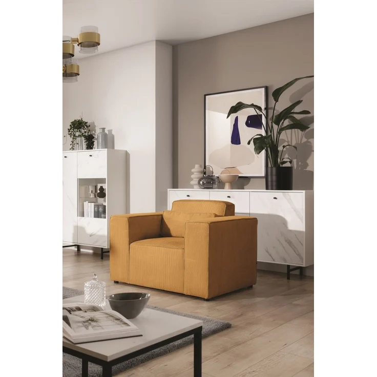 Sessel Designersessel WALDO in Stoff Poso Senfgelb – Bild 1