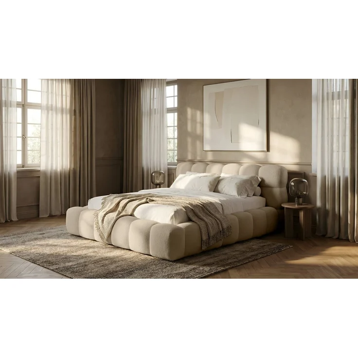 thematys Polsterbett CLOUD mit Bettkasten 180x200cm, Ohne Matratze, Davis, Kreme – Bild 2