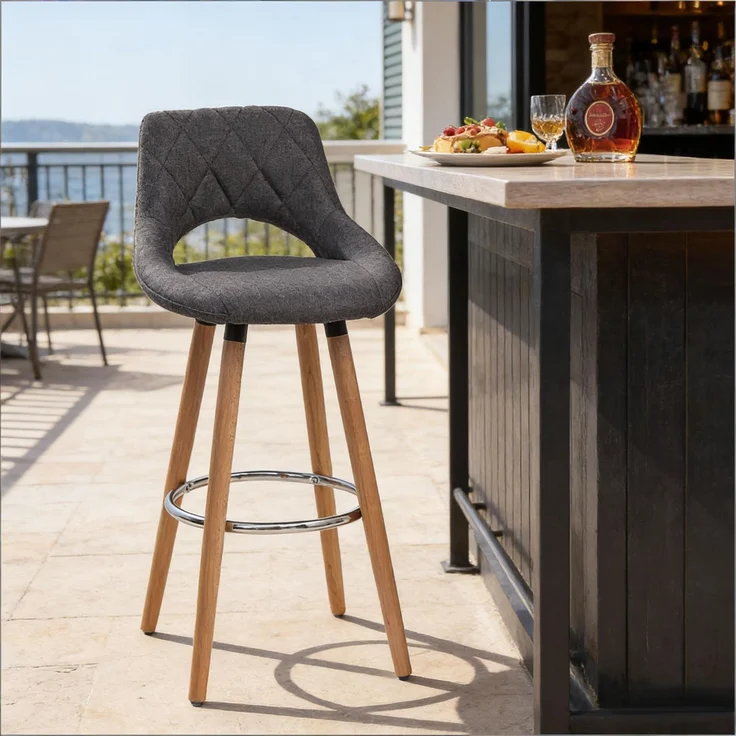 Rückenlehne für Essstühle,Bar Stuhl,Multifunktionaler Stuhl,für Küchen,Bars,Schmuckgeschäfte(Es ist nur ein Bar Stuhl enthalten)--Dunkelgrau--43x40x70cm--YOUDENOVA – Bild 8