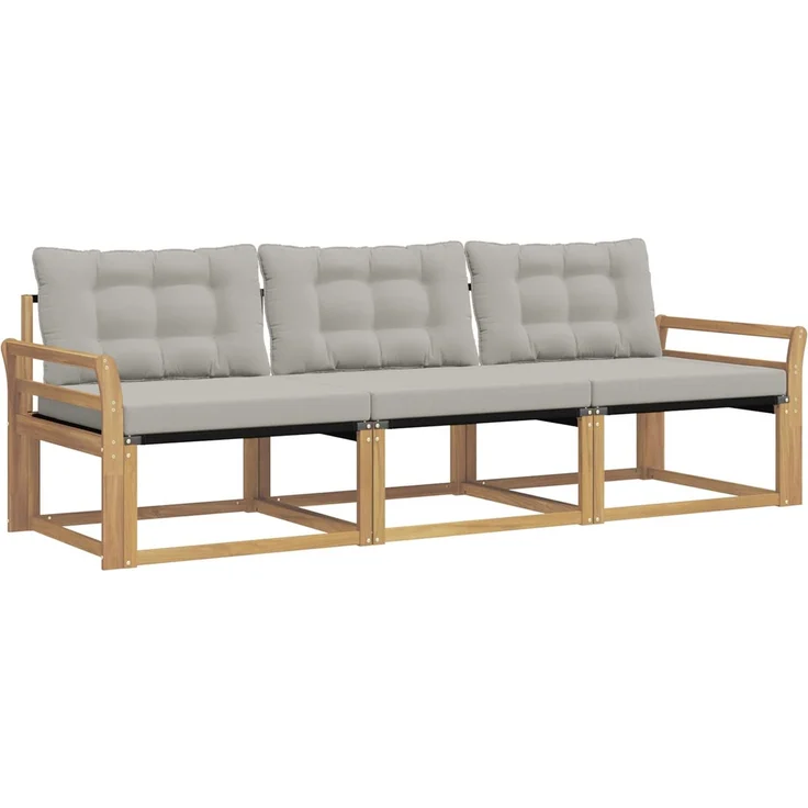 vidaXL Outdoor-Sofagarnitur 3 stk. Weiß und Hellgrau 3388373 – Bild 2