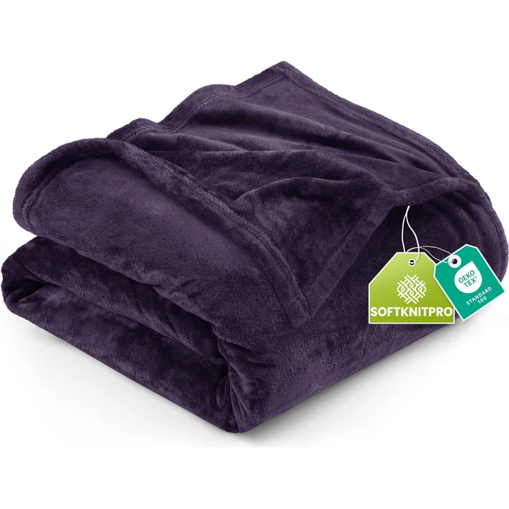 Utopia Bedding Fleecedecke Leichte Decke für Bett, Couch oder Sofa, Geeignet für alle Jahreszeiten [259x228 cm, Lila]