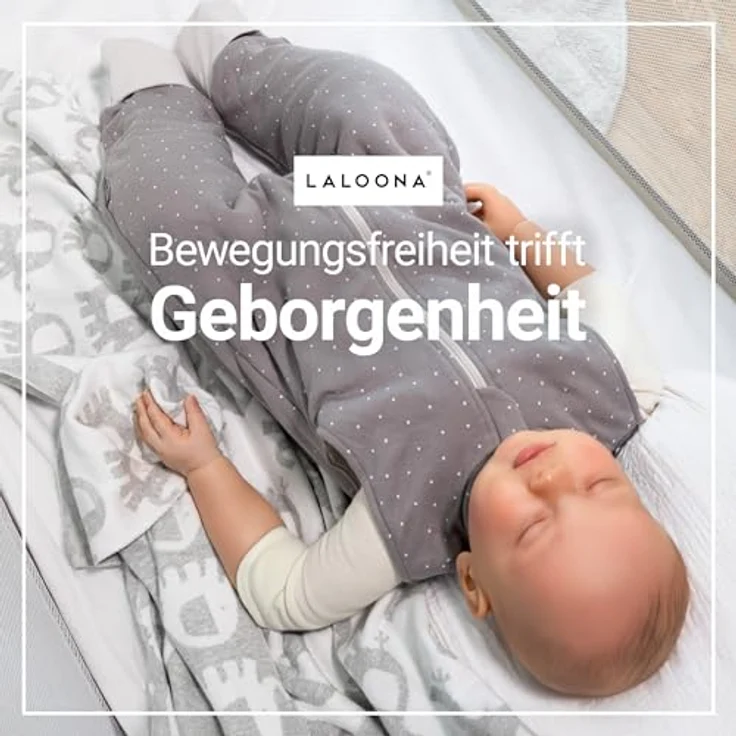 LaLoona Schlafsack mit Beinen, wattiert, Dots, Taupe, 2,5 TOG, Größe 70 cm, OEKO-TEX® Standard 100 – Bild 8