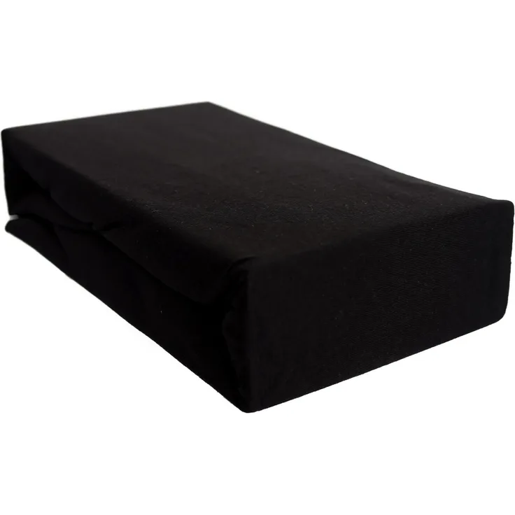 Jersey Spannbettlaken 100% Baumwolle 140-160x200 cm + 25 cm Rundumgummizug Schwarz