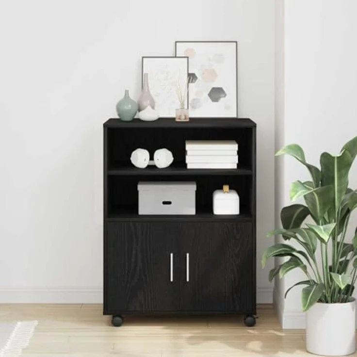 vidaXL Schrank mit Regal Schwarz Eichen-Optik 60 x 48 x 74,5 cm 869242 – Bild 3