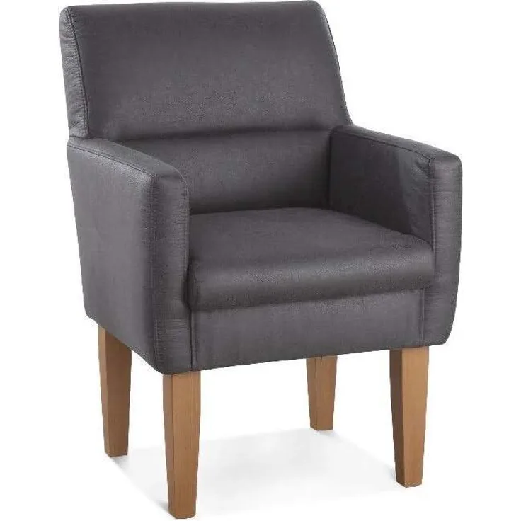 CAVADORE Diningsessel Kira, Polstersessel für Küche, Esszimmer oder Wohnküche in Büffellederoptik, Passend zur Küchengarnitur Kira, 66 x 96 x 71, Mikrofaser: grau
