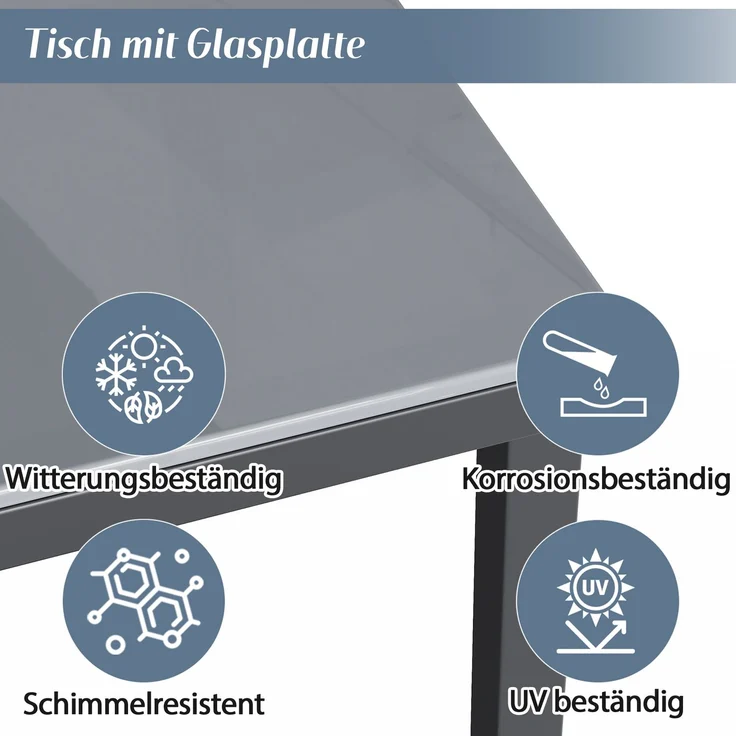 Merax Gartenmöbel-Set für 8 Personen, Gartenlounge-Set, bestehend aus einem Esstisch, zwei Sesseln und einem Ecksofa, Grau – Bild 7
